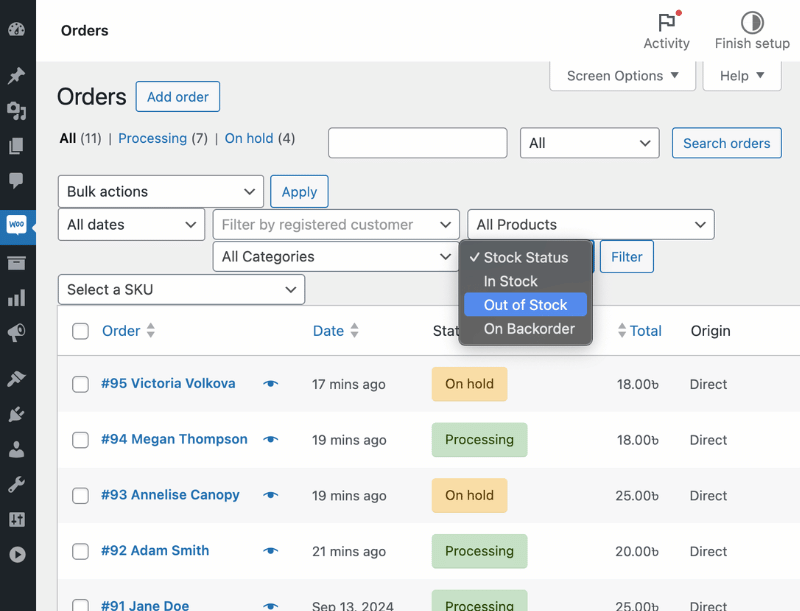 WP Filter Orders by Product Home Page Screenshot 1